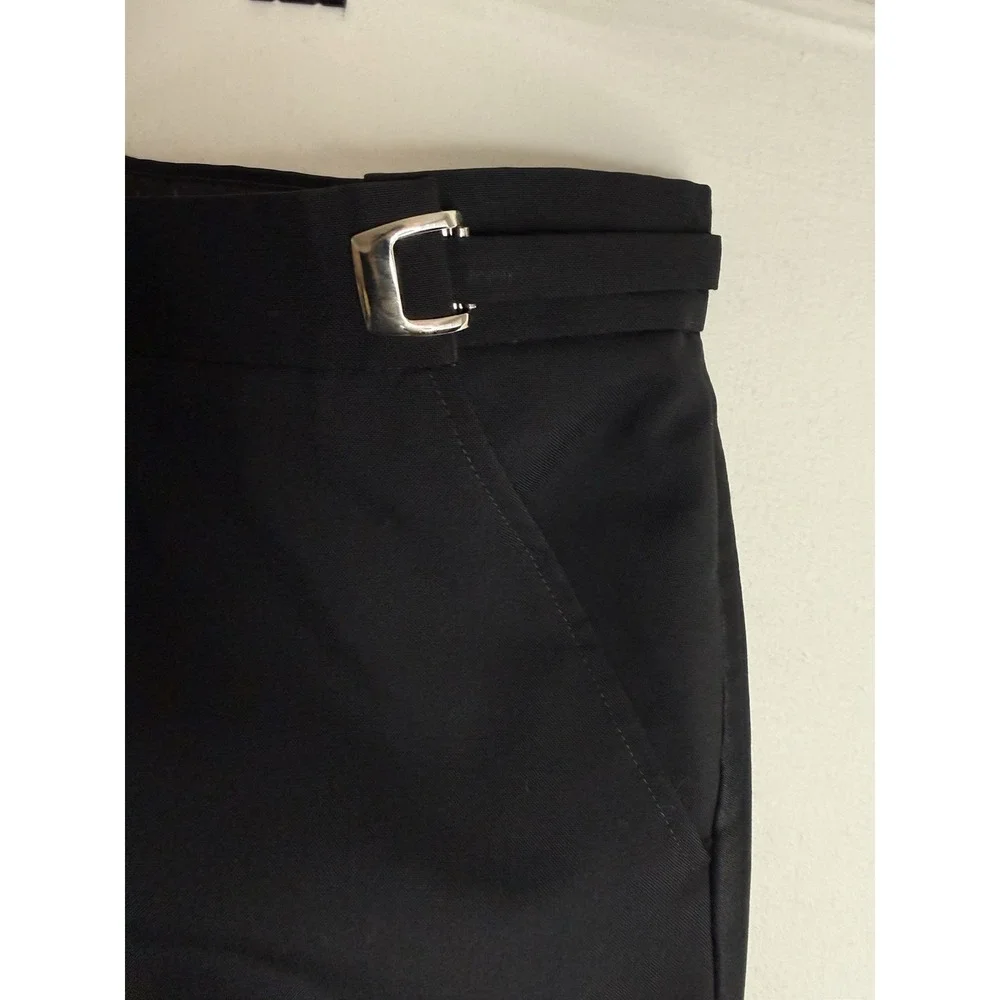 Vntg Jean Yves Mens Black Tuxedo Pants 31L Adjustable Metal Buckle 100% Wool Y2K